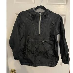 Gap Kids Black Coat Medium Packable Anorak Zipper Pocket Windbreaker Hooded